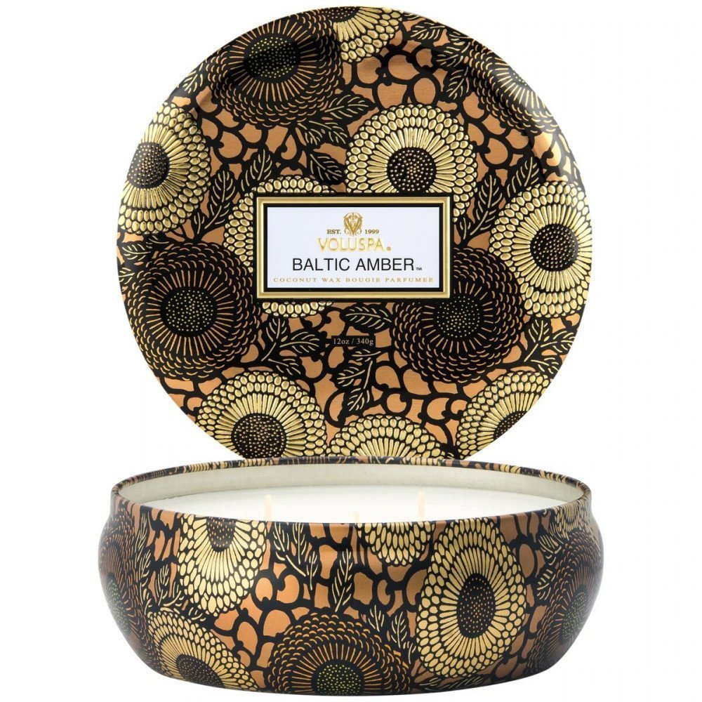 Vela Voluspa lata 3 mechas Amber Baltic | Les aromes provence