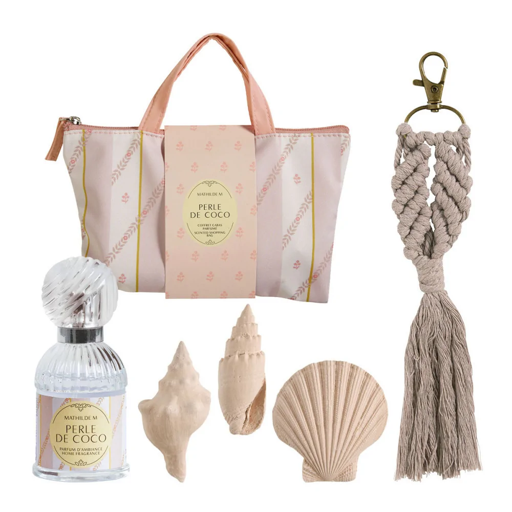 Neceser Mathilde M con adornos de Yeso y perfume de Hogar Perle de Coco | Les aromes provence