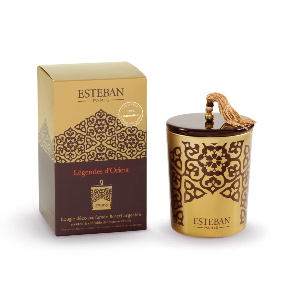 Vela perfumada decorativa recargable Légendes d'Orient Esteban Paris 180g | les aromes provence