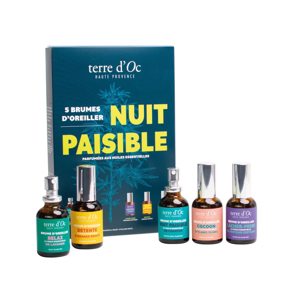 Pack 5 Perfumes de almohada Nuit Paisible Terre d'Oc 5 x 35ml | Les aromes provence