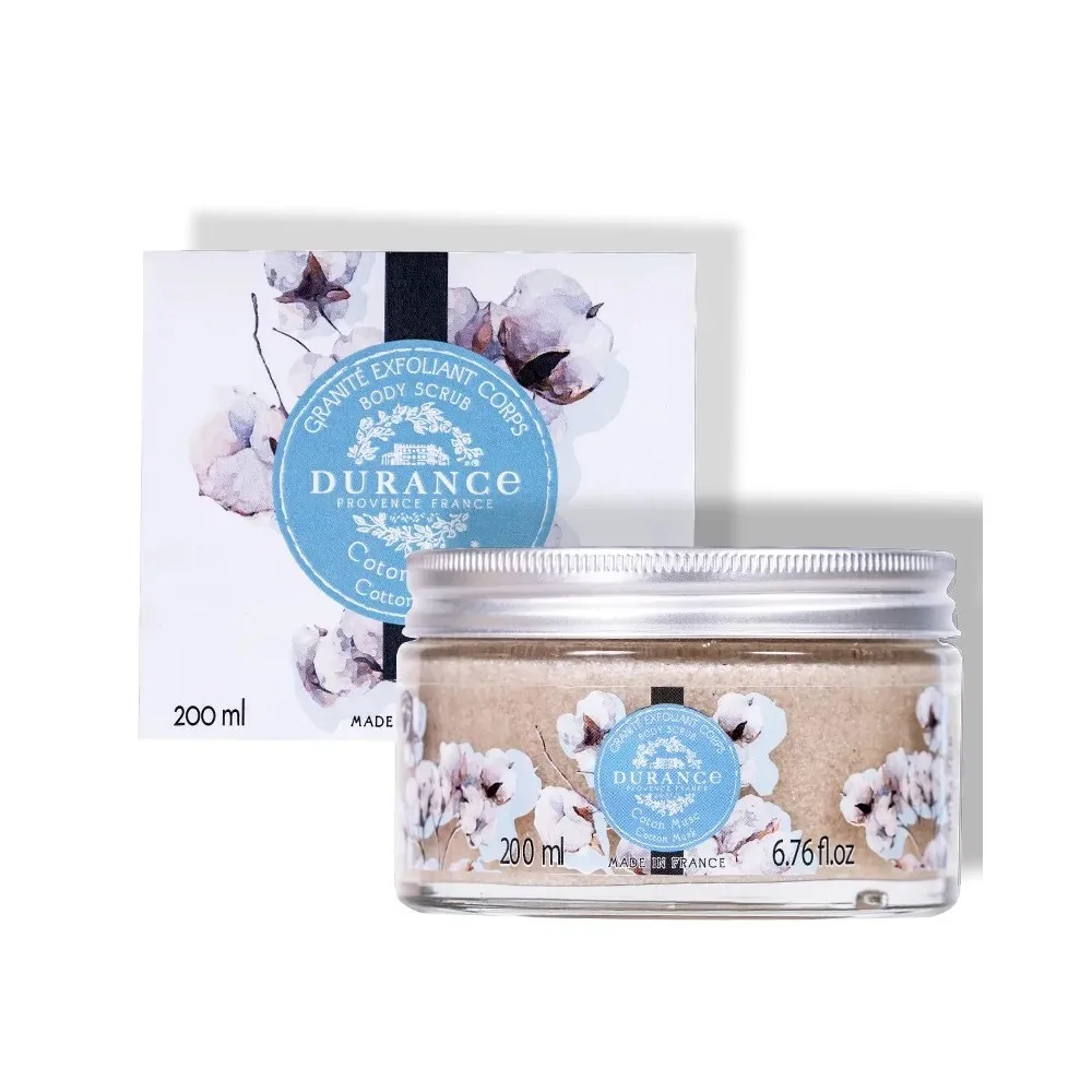 Crema corporal exfoliante Durance Algodón Cotton Musk 200ml| Les Aromes Provence