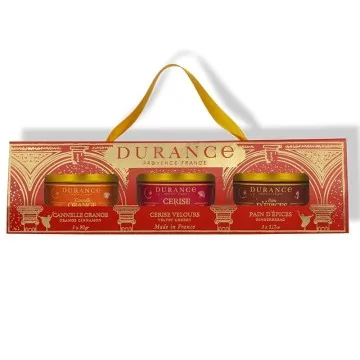 Cofre 3 Velas perfumadas Durance Cannelle Orange, Cerise Velours y Pain D'Epices | Lesa romes provence
