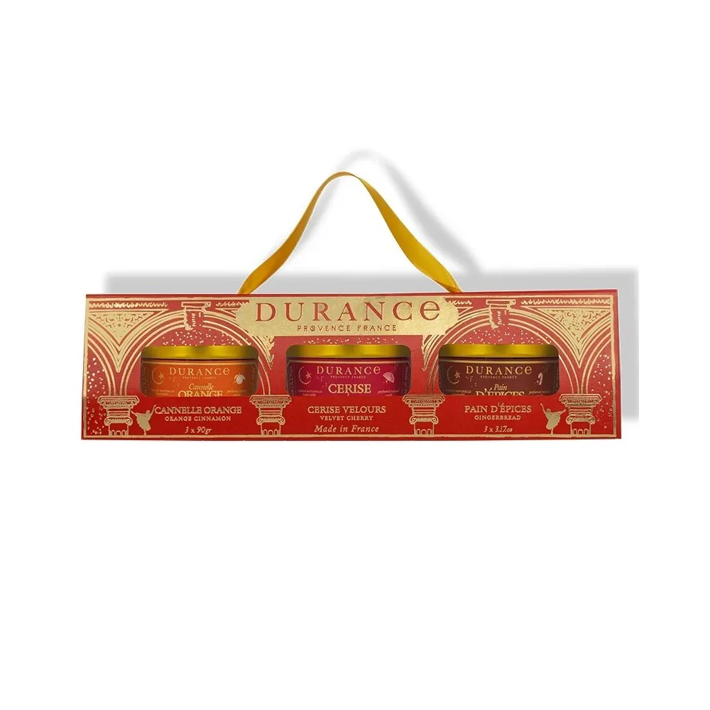 Cofre 3 Velas perfumadas Durance Cannelle Orange, Cerise Velours y Pain D'Epices | Lesa romes provence