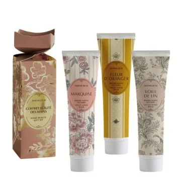 Caja Regalo 3 Cremas de Manos Mathilde M aromas : Voile de Lin, Fleur d'Orange y Marquise